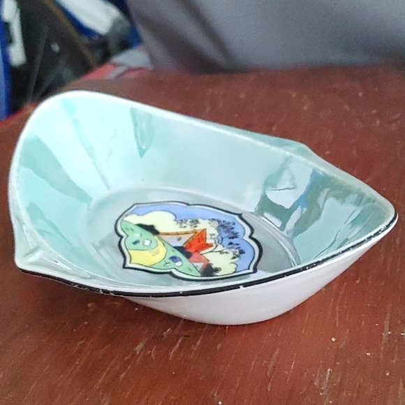 VTG Dish Noritake small turquoise lustreware handpainted dish made in Japan - Picture 5 of 5